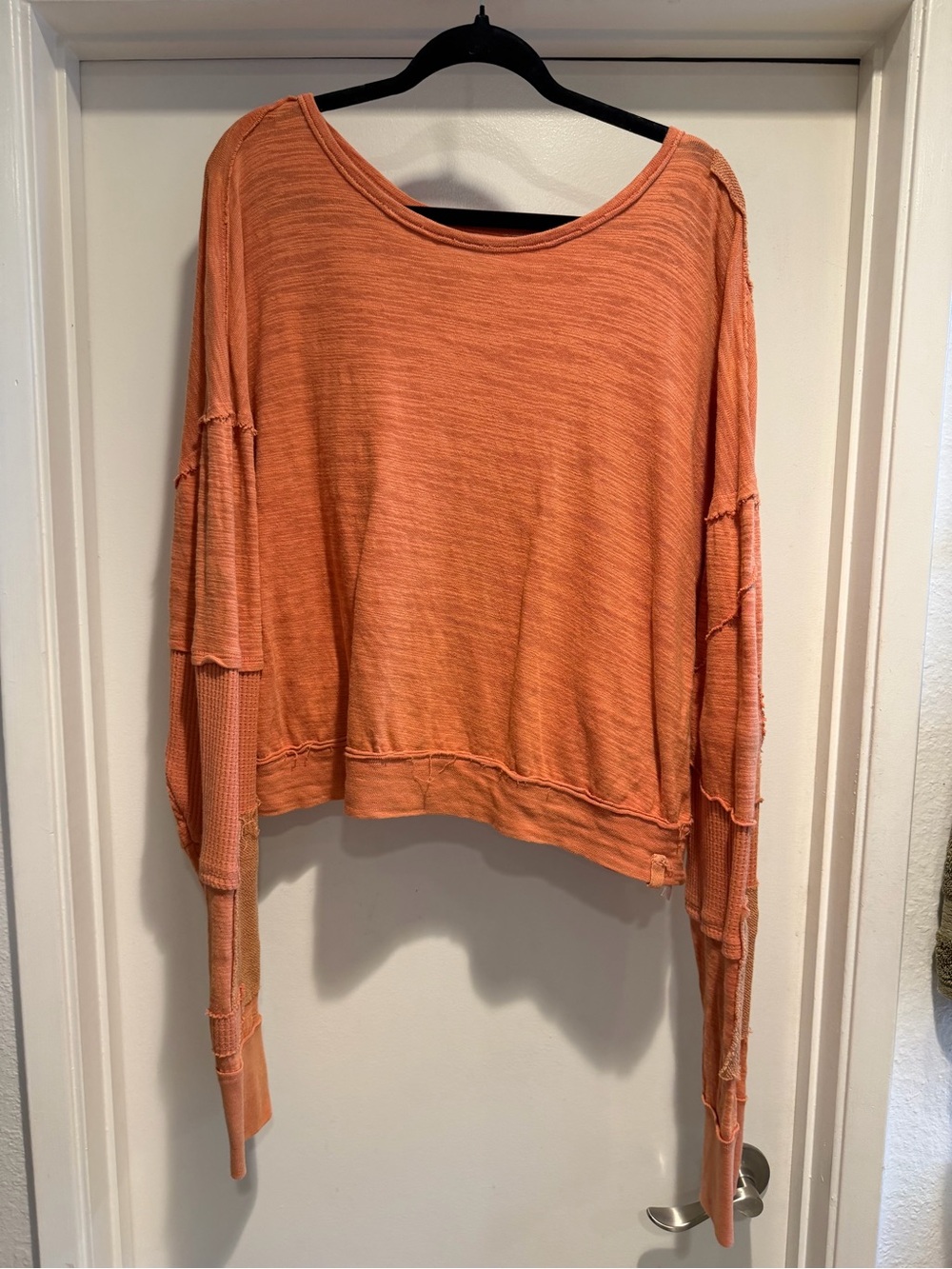 Washed Orange Patchwork Long Sleeve